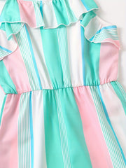 Toddler Girls Striped Graphic Rompers Jumpsuits