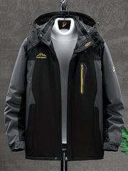 Men's Winter Hooded Jacket Thick Plush Ski Coat Windproof Waterproof