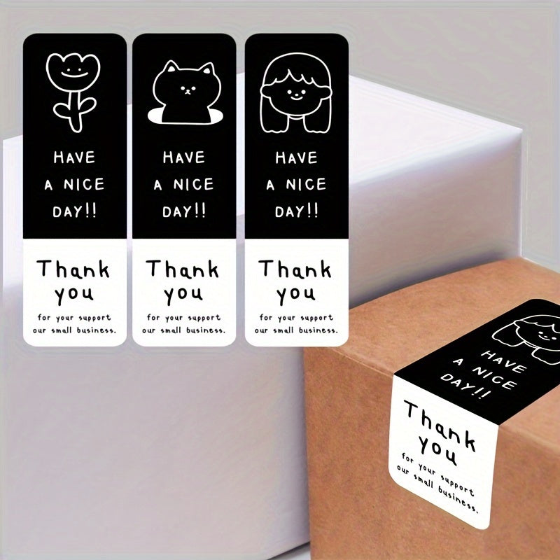 51pcs Minimalist Thank You Sticker Sealing Packaging Decoration Milk Tea Cup