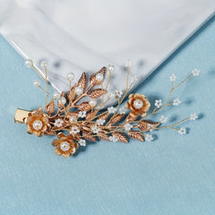 Flower & Pearl Hair Clip Vintage Barrette Bridal Wedding Headwear