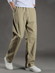 Men's Plain Cotton Cargo Pants Casual Loose Outdoor Work Pants