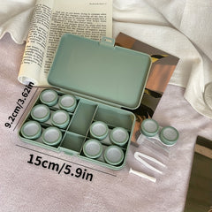Portable Rabbit Lens Cases with Tweezers & Solution Bottle