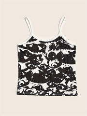 Print Cami Top Crew Neck Sleeveless Summer Top Women's Clothing