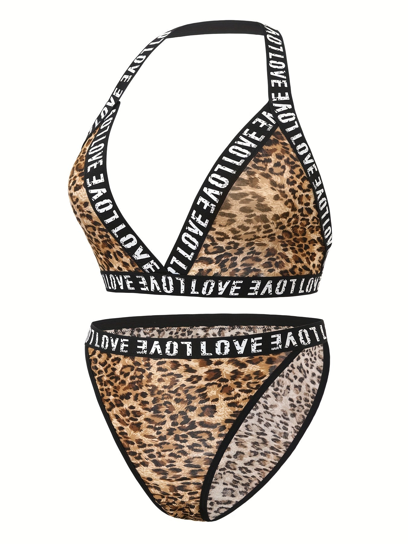 Tie Dye Letter Tape Bra & Panty Lingerie Set