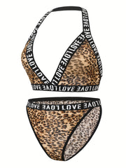 Tie Dye Letter Tape Bra & Panty Lingerie Set