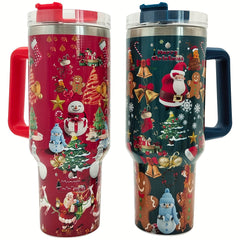 Christmas Printed Vacuum Flask 40oz Insulated Water Bottle Leakproof Tumbler