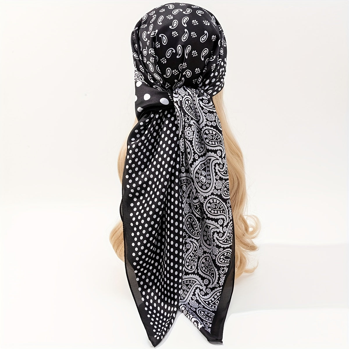 Dotted Paisley Print Bandana Silk Scarf Hair Accessories