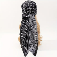 Dotted Paisley Print Bandana Silk Scarf Hair Accessories