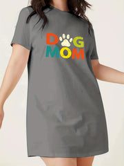 Casual Nightdress Women's Plus Paw & Letter Print Sleep Dress