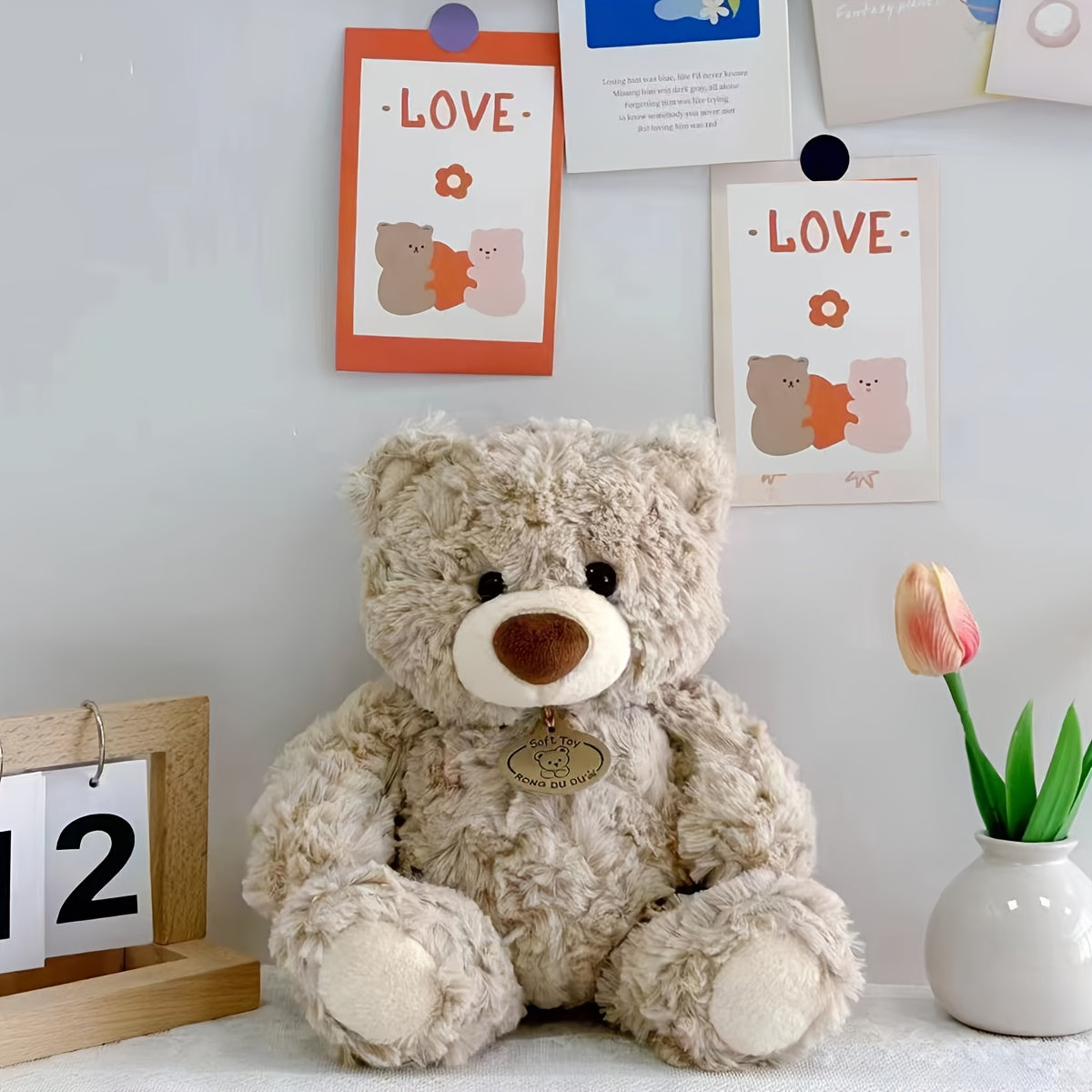 Memorable Keepsake Teddy Bear Plush Toy Soft Polyester Deep Brown Ivory