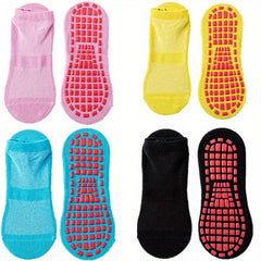 4 Pairs Summer Mesh Trampoline Socks Non Slip Breathable Yoga Pilates