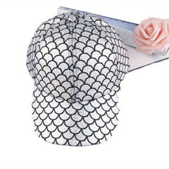 Fish Scales Pattern Baseball Cap Y2K Sparkling Sunscreen Sports Hat