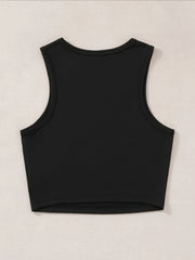Moon Print Crop Tank Top Sleeveless Casual Summer Top