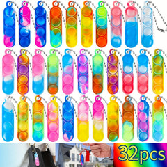 32Pcs Christmas Party Favors Toys Bulk Mini Pop Keychain Sensory Fidget Toys
