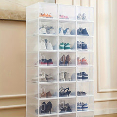 6pcs Transparent Plastic Shoe Boxes Drawer Shoe Cabinet Moisture-proof Dust-pro