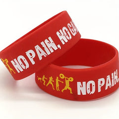 4 Pcs No Pains No Gains Inspirational Silicone Bracelet Wide Rubber Wristband
