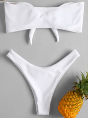 Bow Tie Front 2-Piece Swimsuit Textured Knit