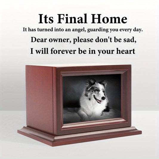 Custom Wood Pet Cremation Urn with Photo - Memorialize Your Beloved Dog or Cat