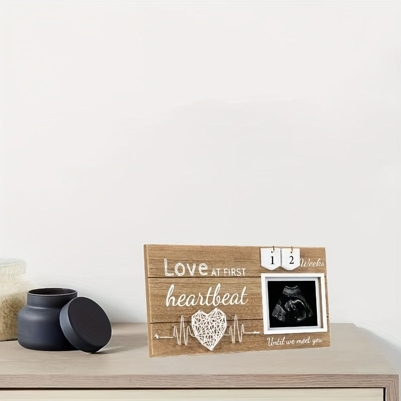 Wooden Baby Ultrasound Frame with Heartbeat Display