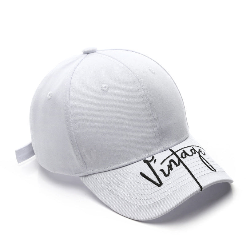 Adult Vintage Letter Embroidered Duck Tongue Cap Sun Protection Baseball Cap