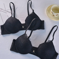 2pcs Lace Push Up Bras Front Buckle Women's Lingerie