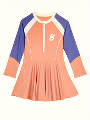 Girls Sun Protection Half Zip Swimwear Bathing Suit for Summer