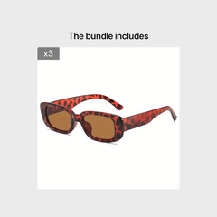 Square Frame Sunglasses Solid Vintage Wrap Around Glasses UV400