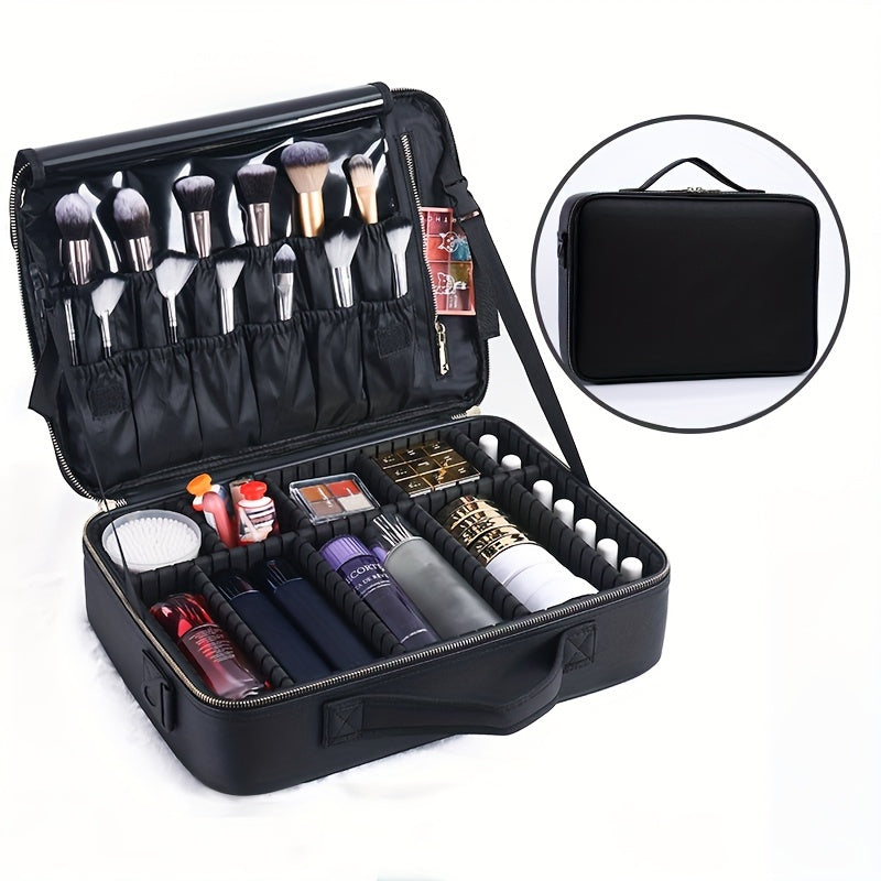 Large Capacity Travel Makeup Case with Adjustable Dividers