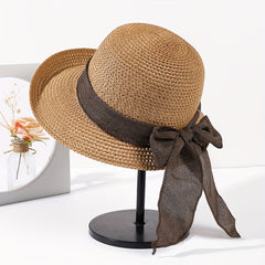 Vintage Rolled Brim Sun Hat Straw Fedora Summer Outdoor Beach Hats