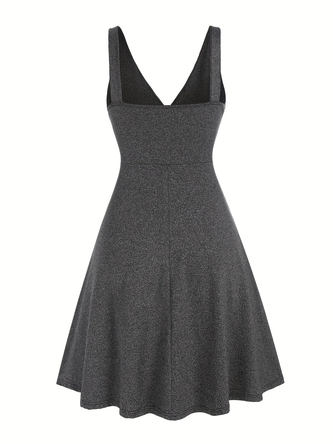 Casual Tank Dress Women's Plus Solid Surplice Neck Metal Decor Dress