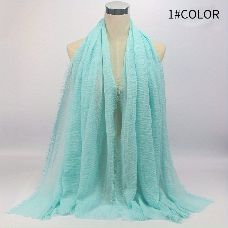 Casual Scarf Hijab Wrinkle Frayed Edge Shawl