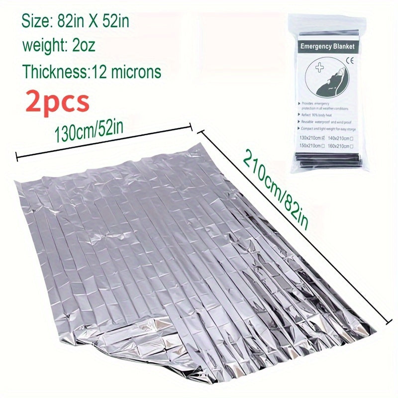 2pcs Emergency Mylar Thermal Blankets for Survival Outdoors