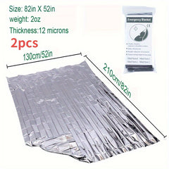 2pcs Emergency Mylar Thermal Blankets for Survival Outdoors