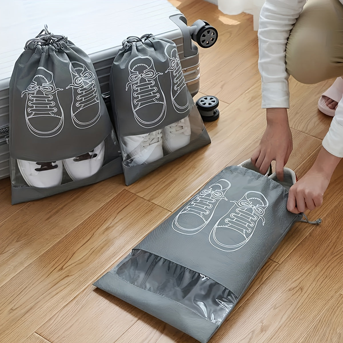 Portable Shoes Bag Drawstring Pouch Dustproof for Travel