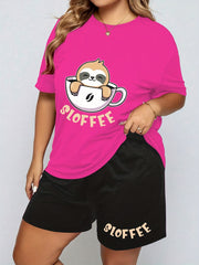 Sloth & Letter Print Pajama Set