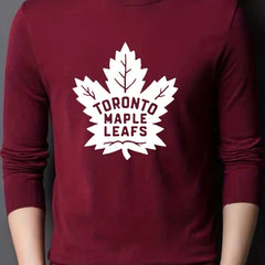 Toronto Maple Leaf Pattern Knitted Sweater Men's Crew Neck Pullover