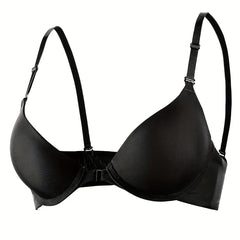 Solid Push-Up T-Shirt Bra Front Buckle Plunge Bra Women's Lingerie
