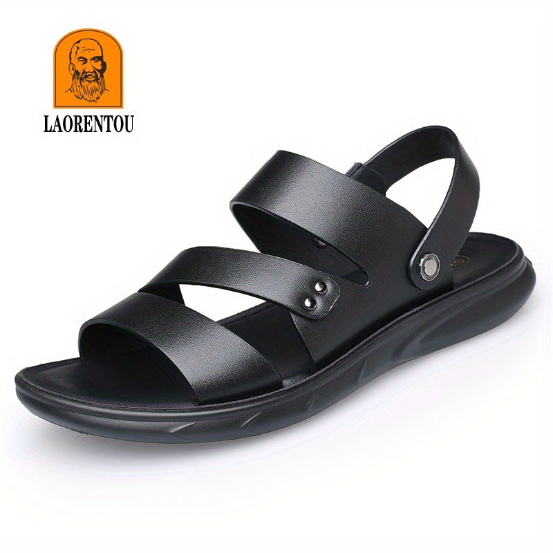 Men's Leather Non Slip Sandals Quick Drying Comfy Beach Shoes