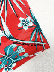 Boy's Tropical Leaf Swim Trunks High Stretch Boxer Swimwear