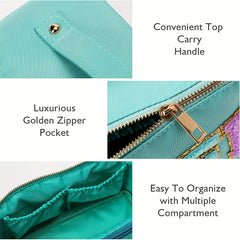 Large Capacity Travel Cosmetic Bag For Women Letter Patch Makeup Bag Waterproof