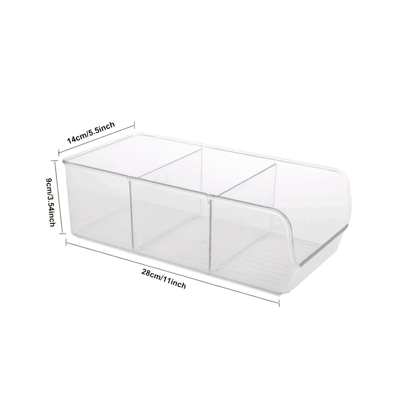 Clear Divided Refrigerator Organizer Bin with Handles