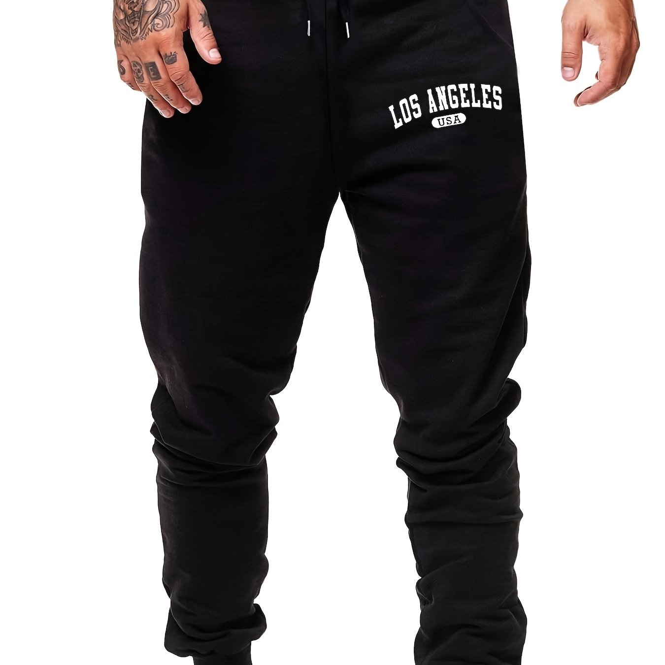 Men's LA Print Drawstring Sweatpants Elastic Waist Active Joggers