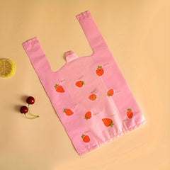 100 Pcs Pink Strawberry Plastic Bags for Shopping and Packaging
