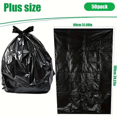 50pcs Heavy Duty Garbage Bags Contractor Bulk Plastic Bags