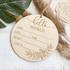 Apricot Wooden Hello World Engraved Plaque DIY Bulletin Board