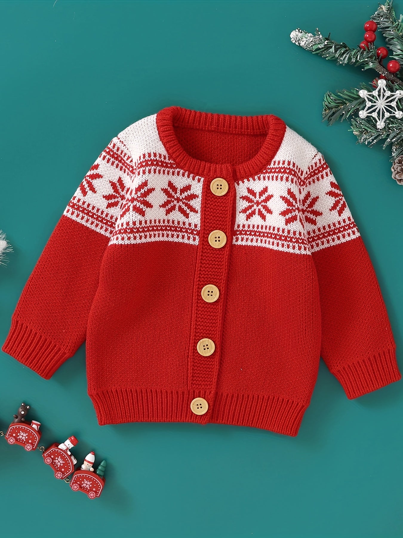 Toddler Baby Knit Sweater Jacquard Cardigan Christmas Top
