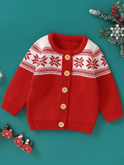 Toddler Baby Knit Sweater Jacquard Cardigan Christmas Top