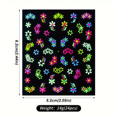 24pcs Glow in the Dark Nail Stickers Self Adhesive Shimmering Waterproof
