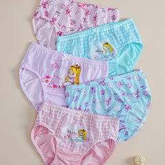 5pcs Girls Cartoon Graphic Shortie Brief Soft Cotton Underwear