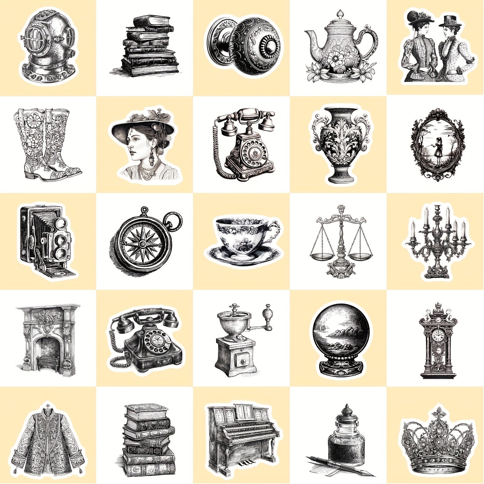 50pcs Gothic Retro Stickers for Water Bottle Laptop Phone Skateboard